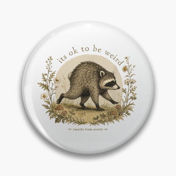 Item preview, It's Okay To Be Weird Jimothy Funny Raccoon Floral Vintage Design designed and sold by DienesAngele.
