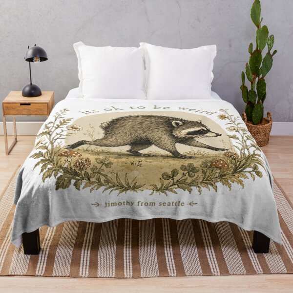 Item preview, It's Okay To Be Weird Jimothy Funny Raccoon Floral Vintage Design designed and sold by DienesAngele.