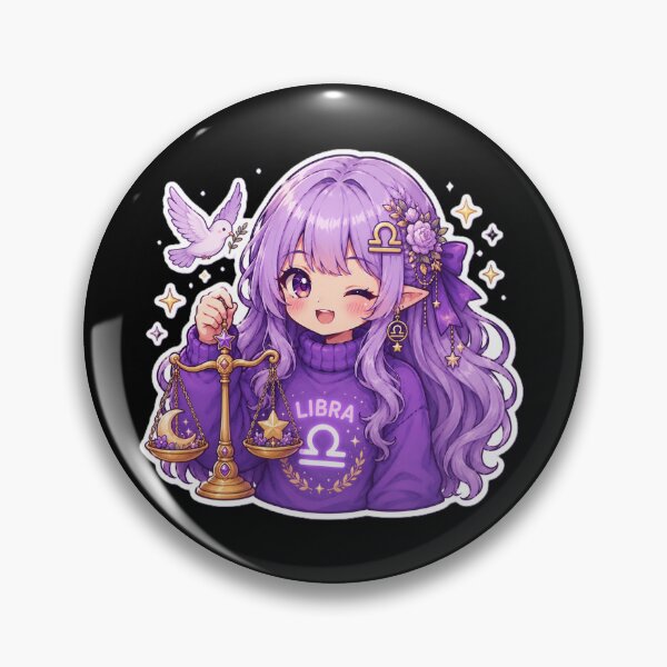 Item preview, Kawaii Libra Zodiac Girl | Cute Purple Anime Astrology Design designed and sold by MysticPurpleHue.