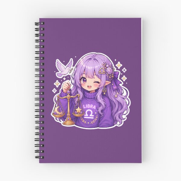 Item preview, Kawaii Libra Zodiac Girl | Cute Purple Anime Astrology Design designed and sold by MysticPurpleHue.