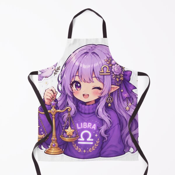 Item preview, Kawaii Libra Zodiac Girl | Cute Purple Anime Astrology Design designed and sold by MysticPurpleHue.