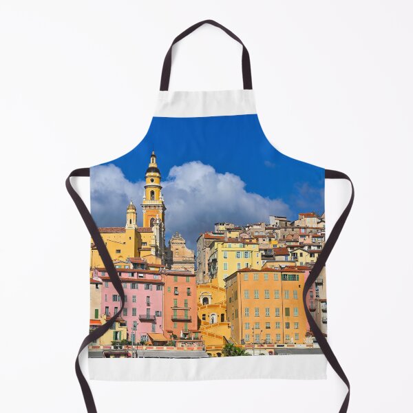 Item preview, Colorful old buildings and church tower in Menton city skyline, France, summertime designed and sold by goceris.