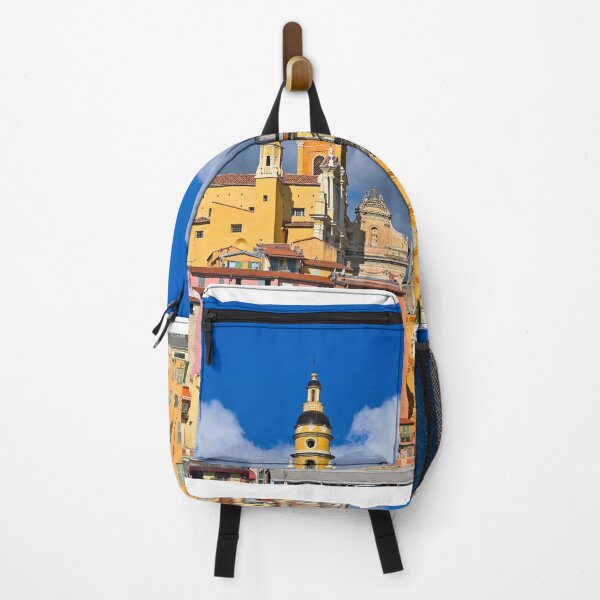 Item preview, Colorful old buildings and church tower in Menton city skyline, France, summertime designed and sold by goceris.