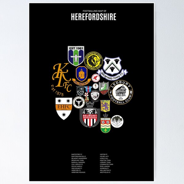 Artikelvorschau, Fußballkarte der Männer in Herefordshire entworfen und verkauft von Footy-Maps.