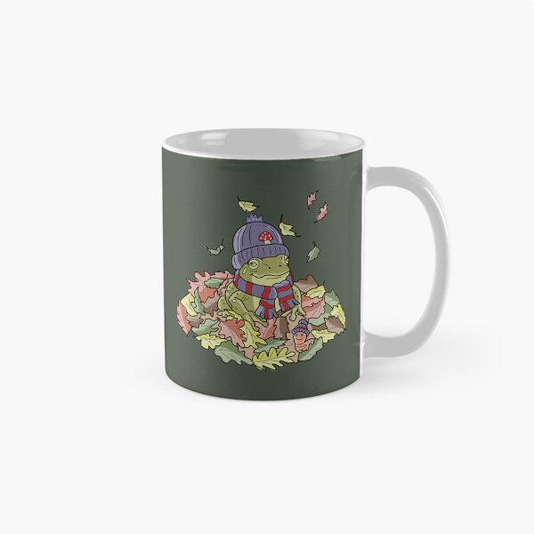 Item preview, Frog in autumn leaves and beanie cottagecore illustration designed and sold by LeshanArt.