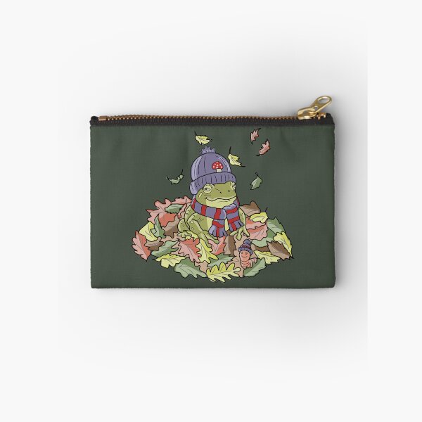 Item preview, Frog in autumn leaves and beanie cottagecore illustration designed and sold by LeshanArt.