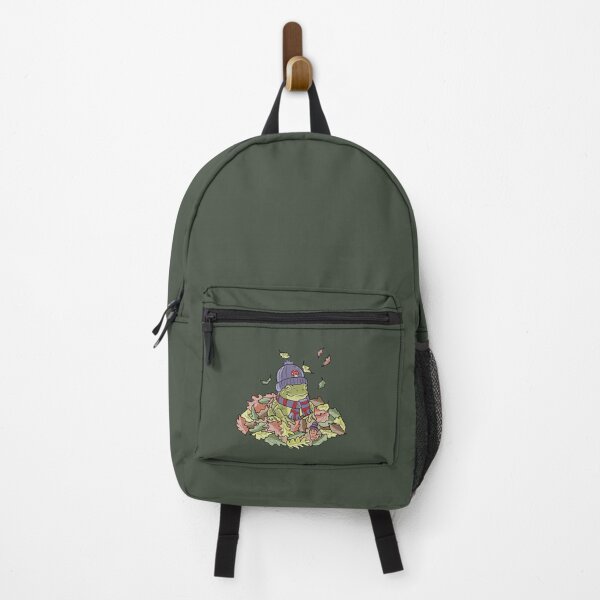 Item preview, Frog in autumn leaves and beanie cottagecore illustration designed and sold by LeshanArt.