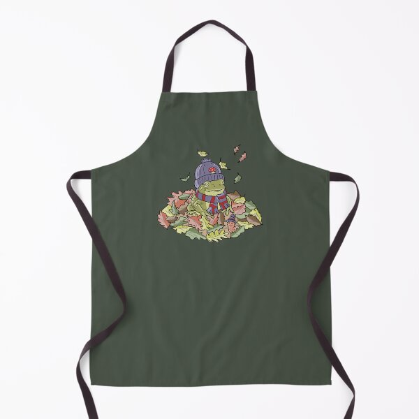 Item preview, Frog in autumn leaves and beanie cottagecore illustration designed and sold by LeshanArt.