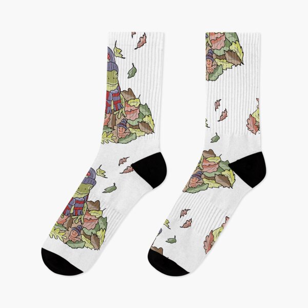 Item preview, Frog in autumn leaves and beanie cottagecore illustration designed and sold by LeshanArt.