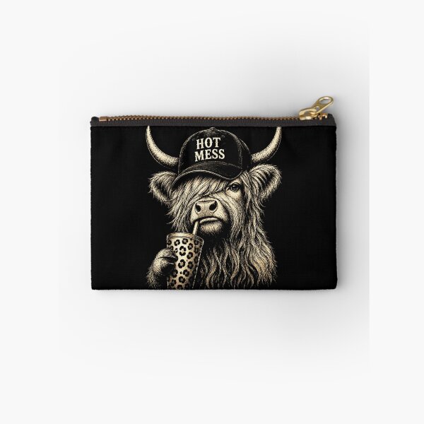 Item preview, Hot Mess Highland Cow Drinking Boba Funny Farm Animal Vintage Design designed and sold by DienesAngele.