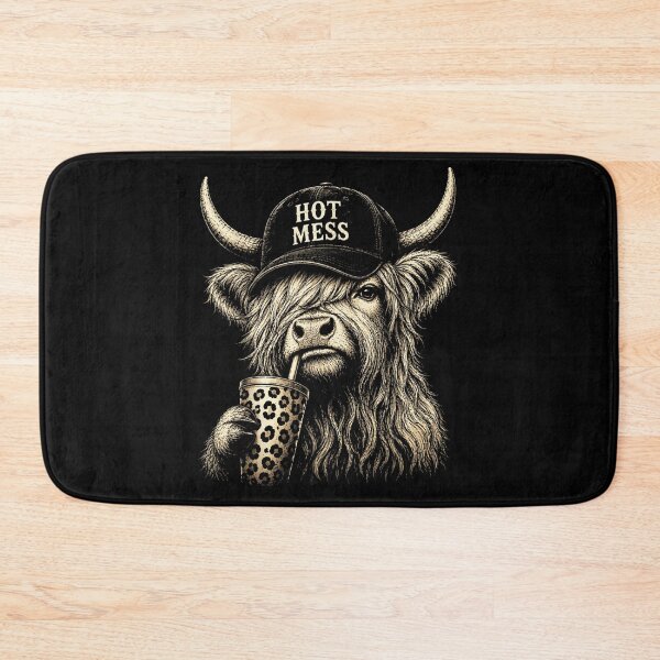 Item preview, Hot Mess Highland Cow Drinking Boba Funny Farm Animal Vintage Design designed and sold by DienesAngele.