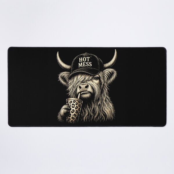 Item preview, Hot Mess Highland Cow Drinking Boba Funny Farm Animal Vintage Design designed and sold by DienesAngele.