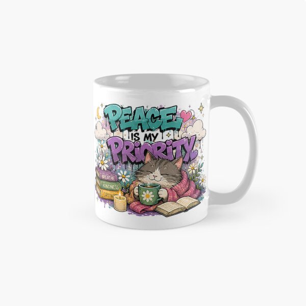 Item preview, Peace Is My Priority – Graffiti Cat Cozy Self-Care Street Art designed and sold by Spark Cottage.