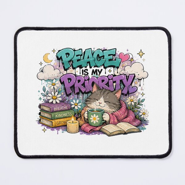 Item preview, Peace Is My Priority – Graffiti Cat Cozy Self-Care Street Art designed and sold by Spark Cottage.