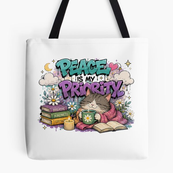 Item preview, Peace Is My Priority – Graffiti Cat Cozy Self-Care Street Art designed and sold by Spark Cottage.