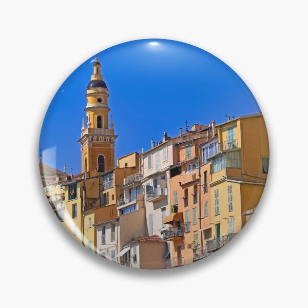 Item preview, Church towers and colorful old buildings in Menton city, France, summertime designed and sold by goceris.