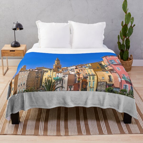 Item preview, Church towers and colorful old buildings in Menton city, France, summertime designed and sold by goceris.
