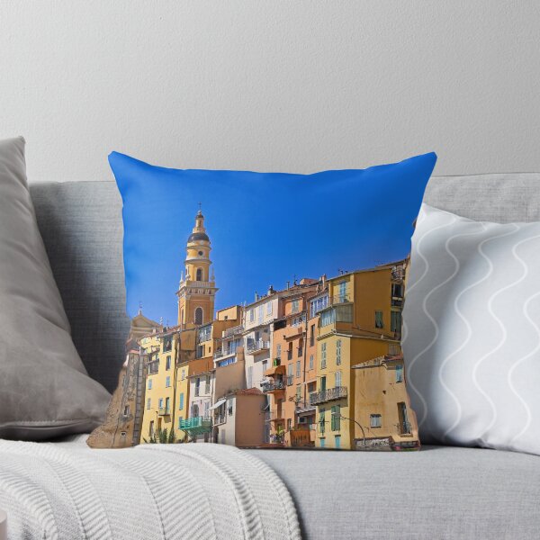 Item preview, Church towers and colorful old buildings in Menton city, France, summertime designed and sold by goceris.