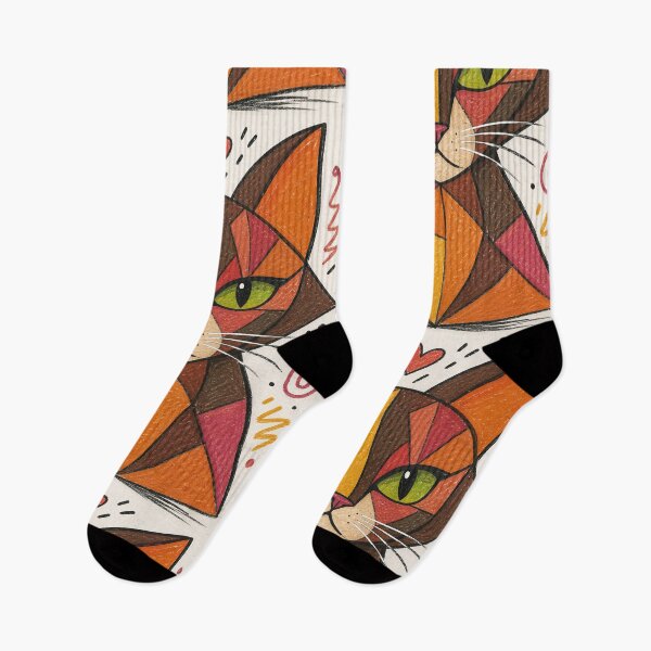 Item preview, Geometric Doodle Cat – Modern Patchwork Feline Illustration designed and sold by fateh236.