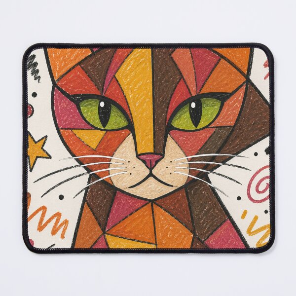 Item preview, Geometric Doodle Cat – Modern Patchwork Feline Illustration designed and sold by fateh236.