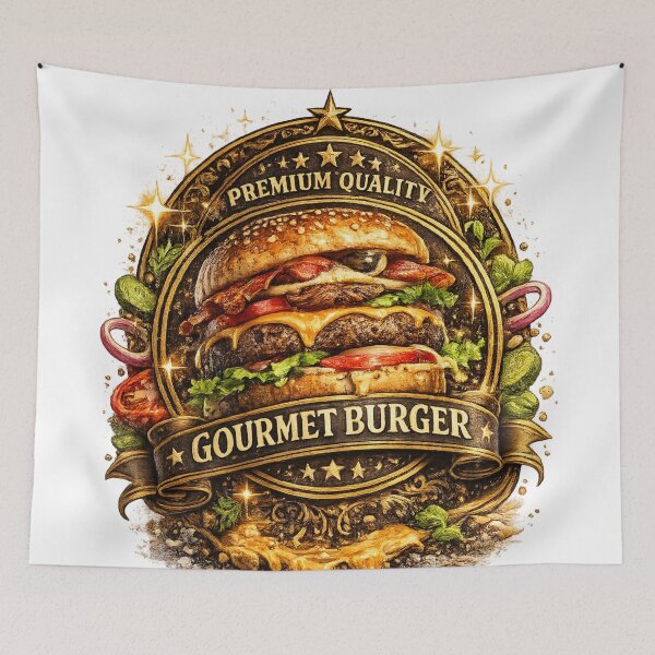 Item preview, Premium Gourmet Burger Badge | Classic Cheeseburger Vintage Restaurant Sticker designed and sold by irfanshikh.