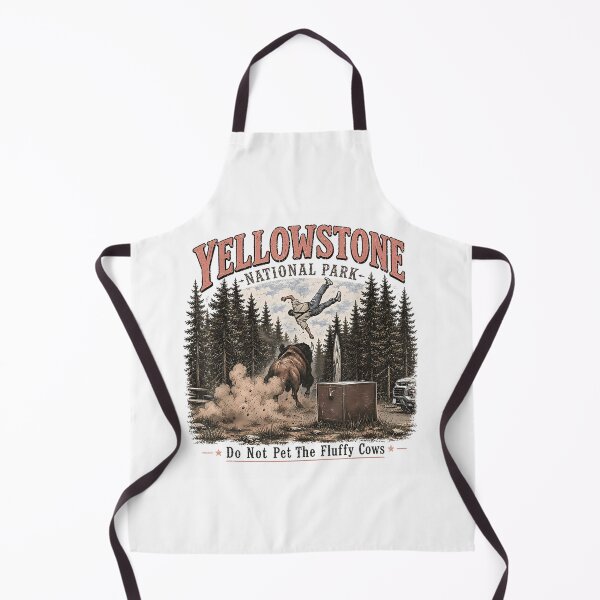 Item preview, Yellowstone Bison Attack Funny National Park Wildlife Warning Vintage Design designed and sold by WilliaMaler.
