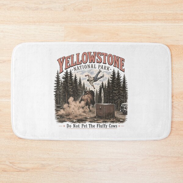 Item preview, Yellowstone Bison Attack Funny National Park Wildlife Warning Vintage Design designed and sold by WilliaMaler.