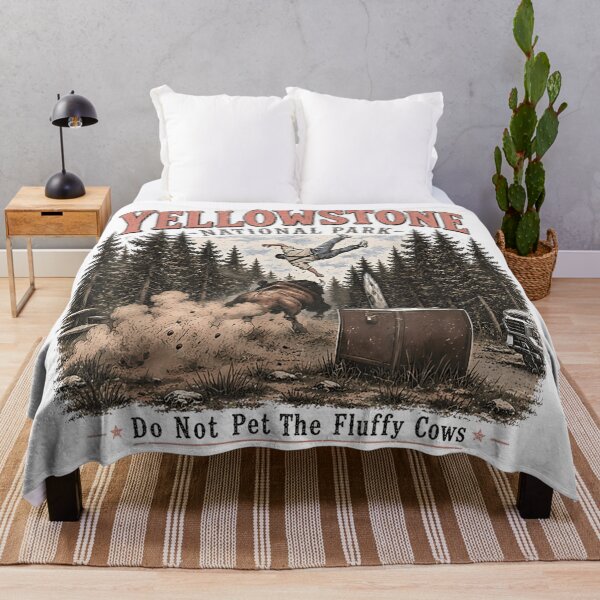 Item preview, Yellowstone Bison Attack Funny National Park Wildlife Warning Vintage Design designed and sold by WilliaMaler.