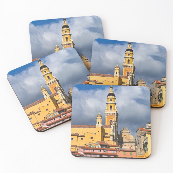Item preview, Church tower and old buildings in Menton city, France, summertime designed and sold by goceris.