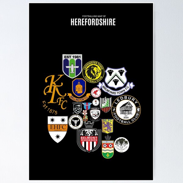 Item preview, Mens Footballing Map of Herefordshire designed and sold by Footy-Maps.