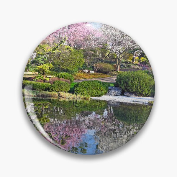 Item preview, Blossoming trees are reflected in the water, Setagaya Park in Vienna, springtime designed and sold by goceris.
