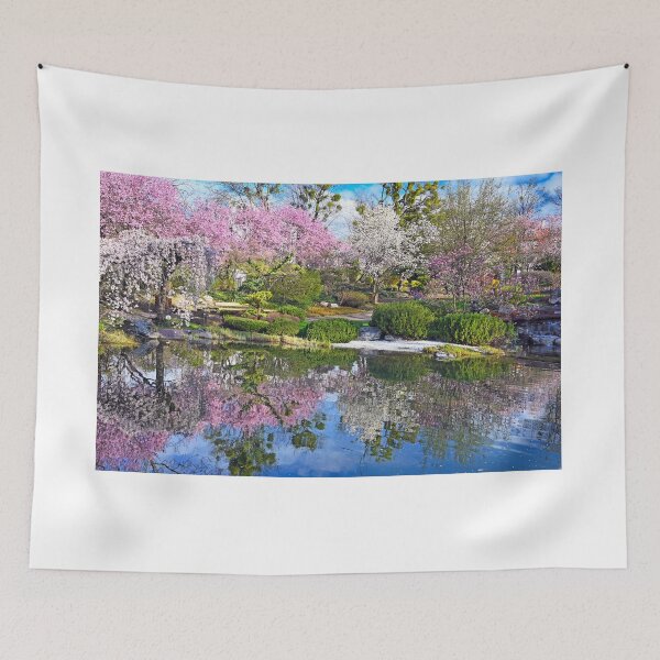 Item preview, Blossoming trees are reflected in the water, Setagaya Park in Vienna, springtime designed and sold by goceris.