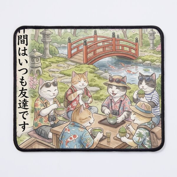 Item preview, Kawaii Cats Picnic Japanese Garden - Cozy Japanese Illustration designed and sold by TheCoolCatsMx.