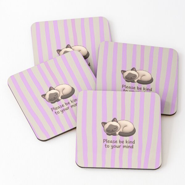 Item preview, Please Be Kind To Your Mind Cat | Mental Health Self Care Mindfulness Positive Quote Gift designed and sold by Basma Designs | Retro, Kawaii Shirts & Stickers.