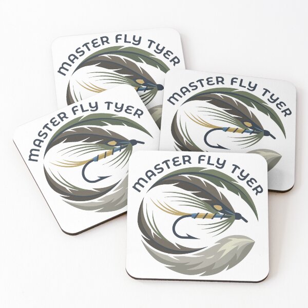 Item preview, Fly fishing illustration, logo style, text "Master Fly Tyer". designed and sold by Art-Horizon.