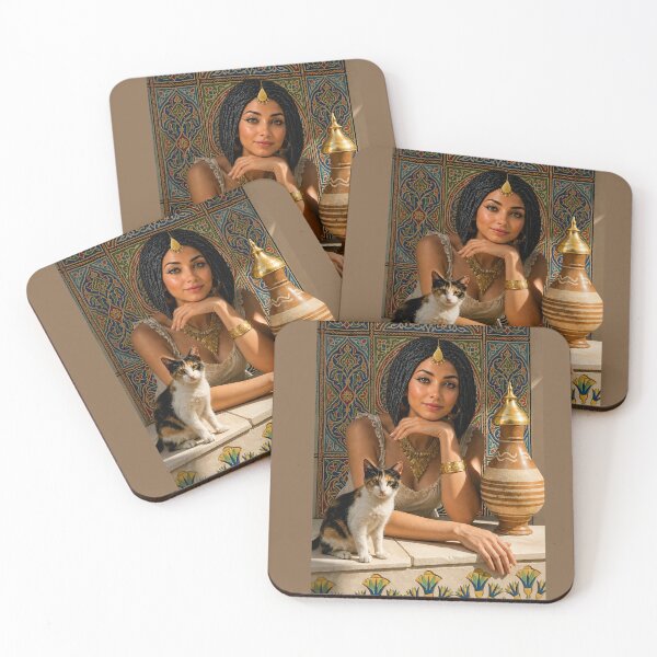 Item preview, Beautiful Egyptian Woman of Old Cairo with Cat, Traditional Pottery & Pharaonic Balcony Art designed and sold by TuyaArts.