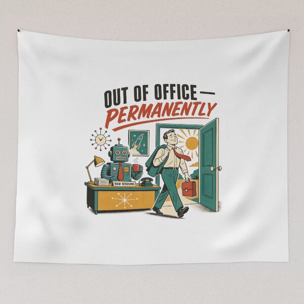 Item preview, Out Of Office Permanently Funny AI Robot Took My Job Retro Office Humor designed and sold by journeyengine.