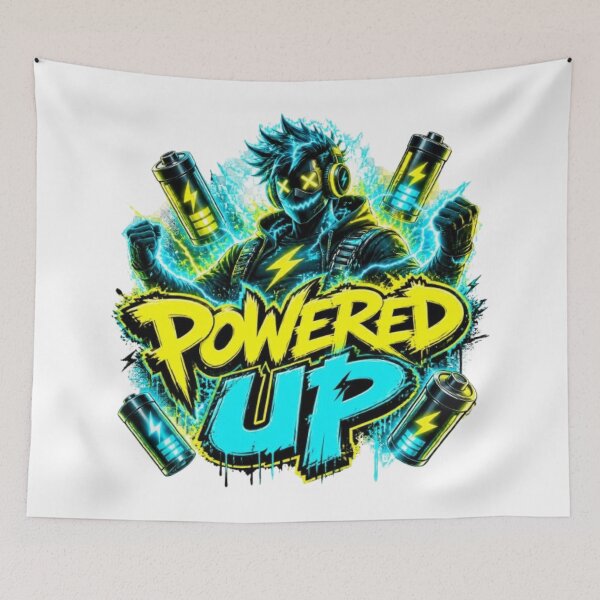 Item preview, POWERED UP Gaming Sticker | Neon Cyber Gamer Esports Design designed and sold by Stylestickers55.