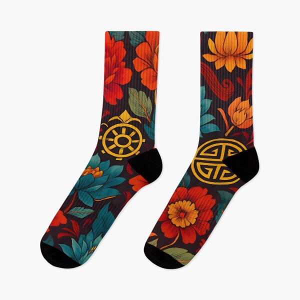 Item preview, Vibrant Floral Pattern With Cultural Religious Symbols designed and sold by PandaTShirtShop.