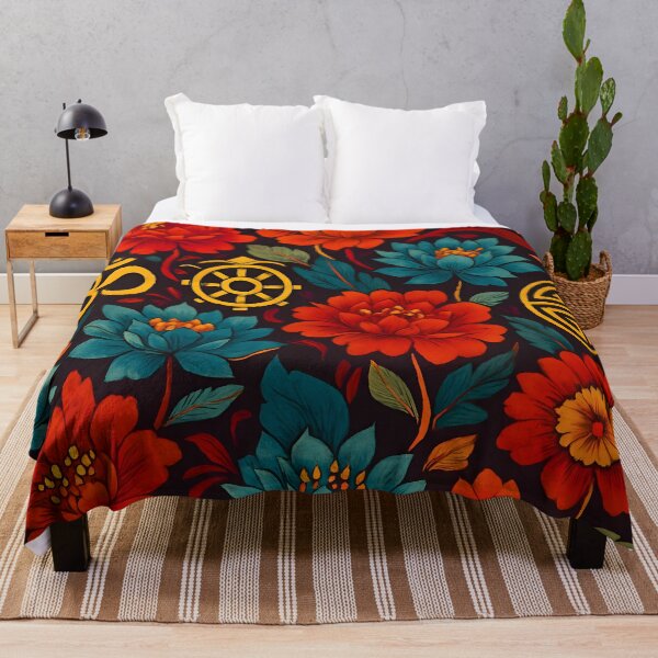 Item preview, Vibrant Floral Pattern With Cultural Religious Symbols designed and sold by PandaTShirtShop.