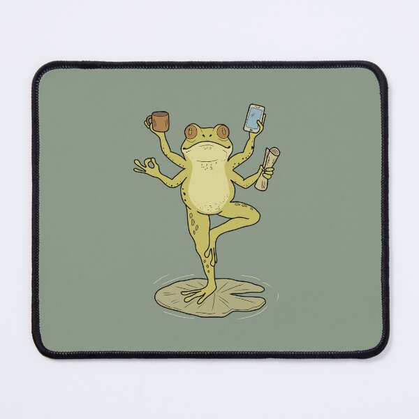 Item preview, Frog yogi yoga pose on water lily leaf cottagecore illustration designed and sold by LeshanArt.