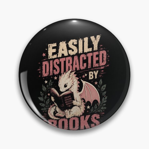 Item preview, Easily Distracted By Books Dragon Reading Book Lover designed and sold by SkeletonsDanger.