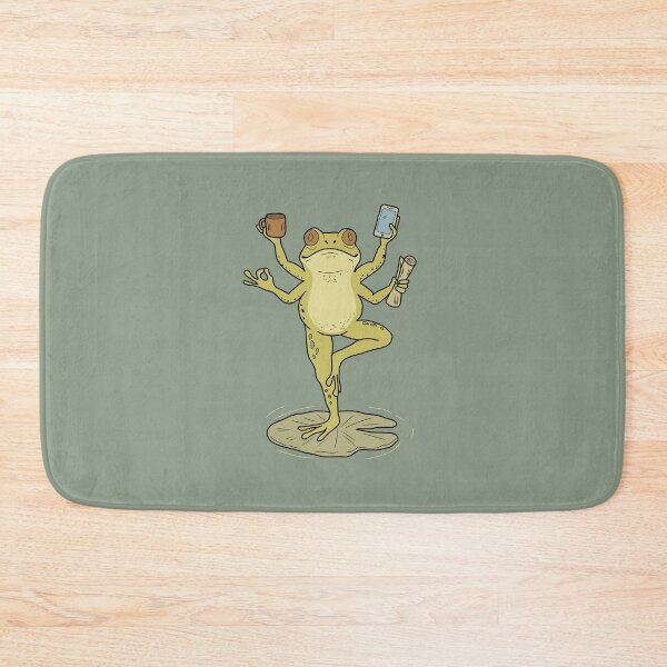 Item preview, Frog yogi yoga pose on water lily leaf cottagecore illustration designed and sold by LeshanArt.