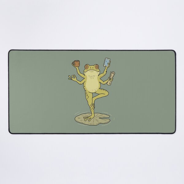 Item preview, Frog yogi yoga pose on water lily leaf cottagecore illustration designed and sold by LeshanArt.
