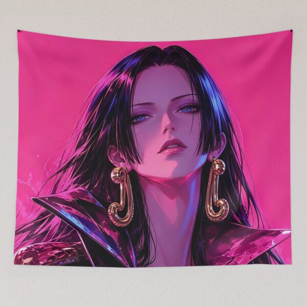 Item preview, Boa Hancock | Elegant Anime Empress | Dark Hair Fantasy Queen | Neon Pink Manga Style Portrait designed and sold by Dyan4.