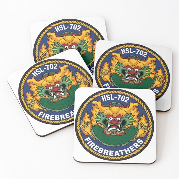 Item preview, HSL-702 Firebreathers Helicopter Anti-Submarine Squadron Light Patch Emblem designed and sold by CharlieDesings.
