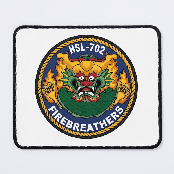 Item preview, HSL-702 Firebreathers Helicopter Anti-Submarine Squadron Light Patch Emblem designed and sold by CharlieDesings.
