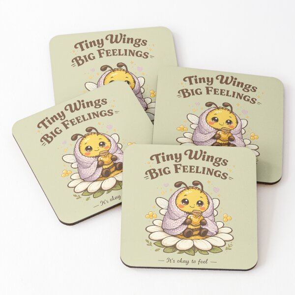 Item preview, Tiny Wings Big Feelings Cute Bee T-Shirt | Cozy Kawaii Bee SVG | Mental Health Retro Vintage Illustration designed and sold by  MAD's Recreation Studio.
