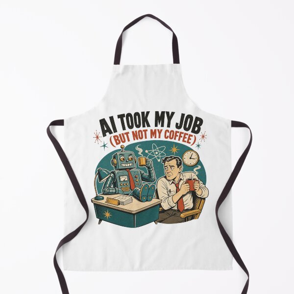Item preview, AI Took My Job But Not My Coffee Funny Robot Retro Office Humor designed and sold by journeyengine.