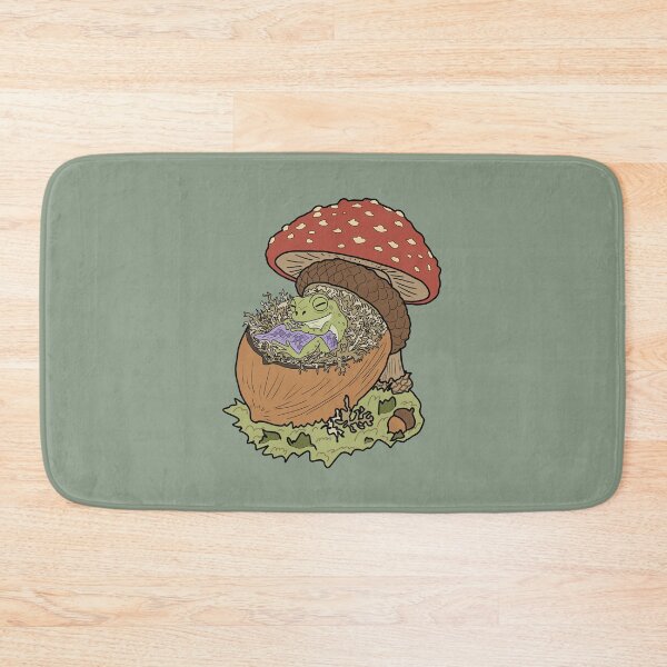 Item preview, Frog sleeping in acorn mushroom cottagecore illustration designed and sold by LeshanArt.